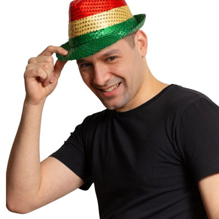 Paillettenhut Rot/Gelb/Grün - 6er Pack