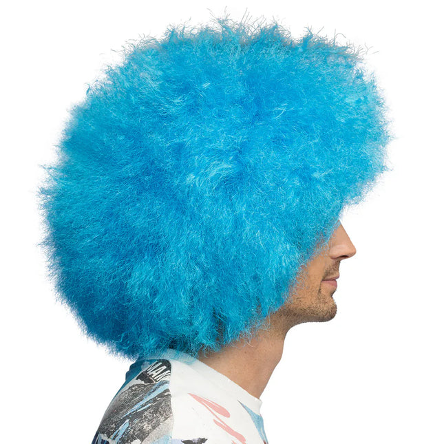 Neon-Perücke, blau, Afro