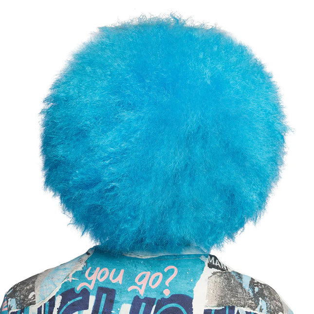 Neon-Perücke, blau, Afro