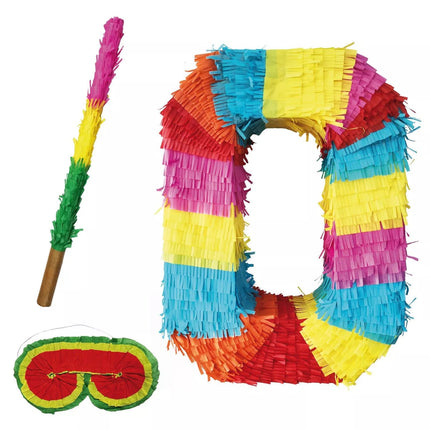 Ziffer 0 Piñata-Set, 3-teilig, 45 cm