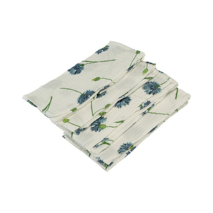 Blumenservietten Grün Blau Baumwolle 40cm 4Stk