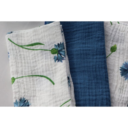 Blumenservietten Grün Blau Baumwolle 40cm 4Stk