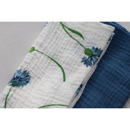 Blumenservietten Grün Blau Baumwolle 40cm 4Stk