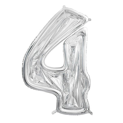 4 Jaar Ballon Frame Zilver 1,26m - Partywinkel - 5904555037380