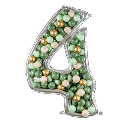 4 Jaar Ballon Frame Zilver 1,26m - Partywinkel - 5904555037380