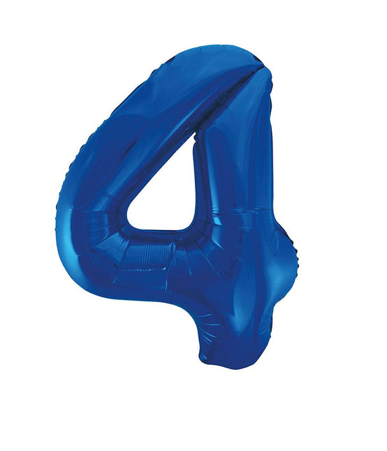 4 Jaar Cijfer Ballon Blauw Leeg 86cm van Unique koop je bij Partywinkel
