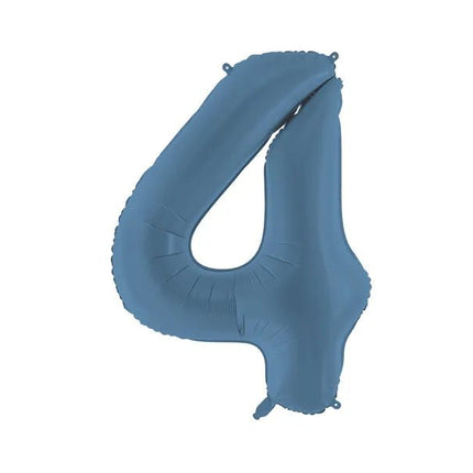 4 Jaar Cijfer Ballon Blauw Mat Leeg 86cm van Partydeco koop je bij Partywinkel