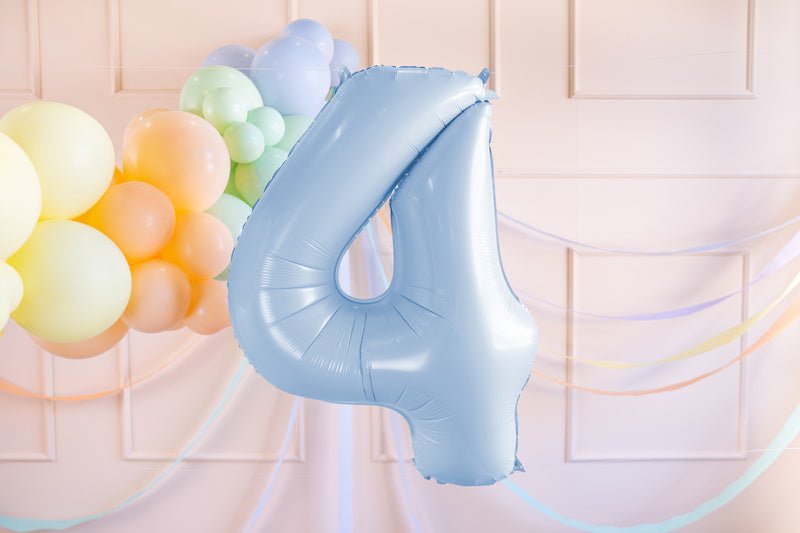 4 Jaar Cijfer Ballon Lichtblauw Leeg 72cm van Partydeco koop je bij Partywinkel