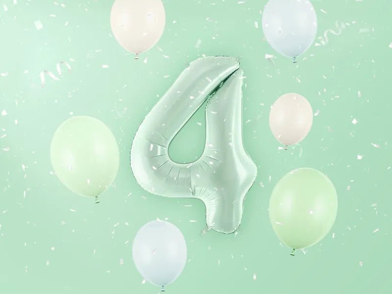 4 Jaar Cijfer Ballon Mintgroen Leeg 72cm van Partydeco koop je bij Partywinkel