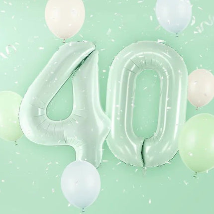 4 Jaar Cijfer Ballon Mintgroen Leeg 72cm van Partydeco koop je bij Partywinkel