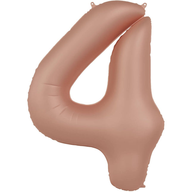 4 Jaar Cijfer Ballon Rose Goud Mat 86cm van Folat koop je bij Partywinkel