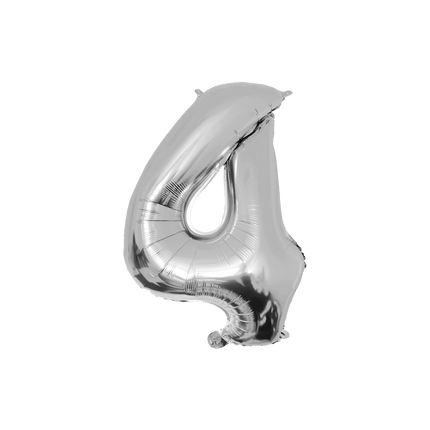 4 Jaar Cijfer Ballon Zilver Leeg 86cm - Partywinkel - 8716764237218