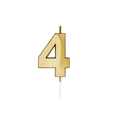 4 Jaar Kaars Goud Metallic 6cm van WeFiesta koop je bij Partywinkel