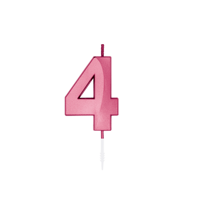 4 Jaar Kaars Roze Metallic 6cm van WeFiesta koop je bij Partywinkel
