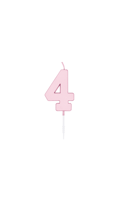4 Jaar Kaars Roze Pastel 4,5cm van WeFiesta koop je bij Partywinkel