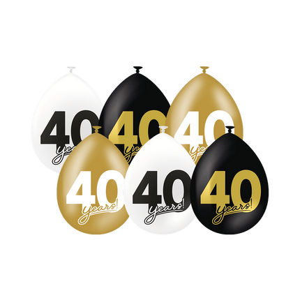 40 Jaar Ballonnen 30cm 6st - Partywinkel - 8716764241413