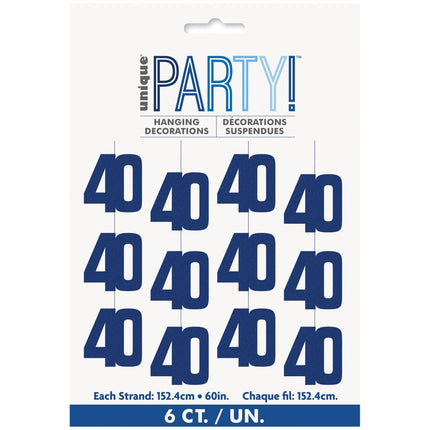 40 Jaar Hangdecoratie Blauw 1,52m van Unique koop je bij Partywinkel