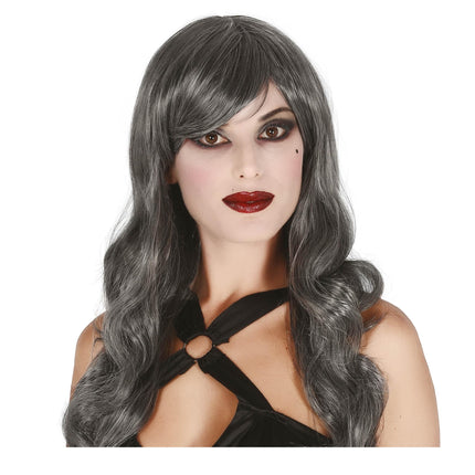 Halloween Perücke Langes Haar Strich Grau