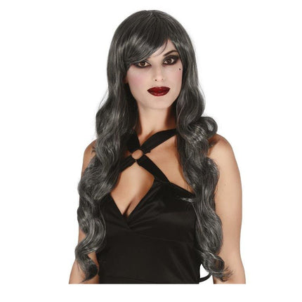 Halloween Perücke Langes Haar Strich Grau