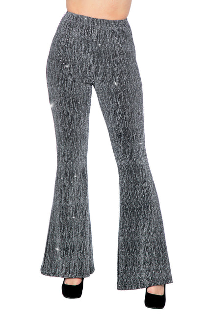 Silberne Hose Damen Flared Glitter