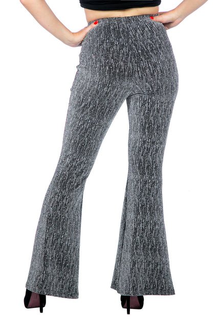 Silberne Hose Damen Flared Glitter