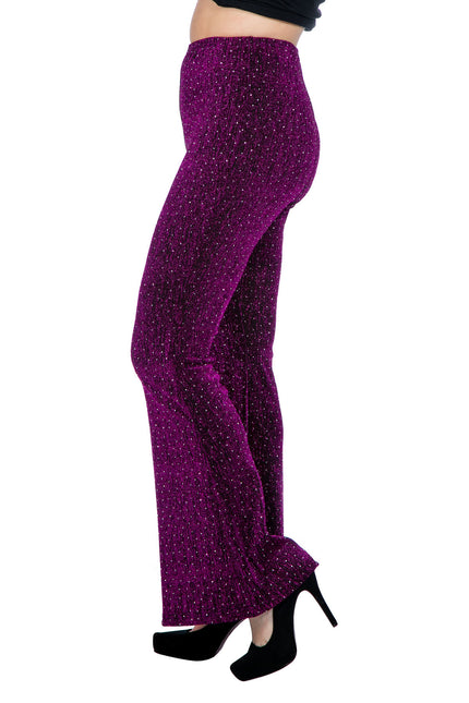 Lila Hose für Frauen Flared Glitter