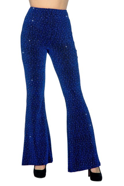 Blaue Hose Damen Flared Glitter
