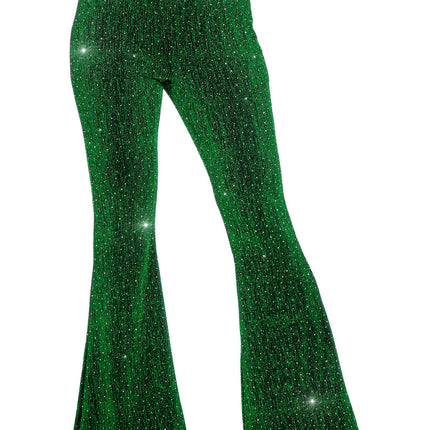 Grüne Hose Damen Flared Glitter