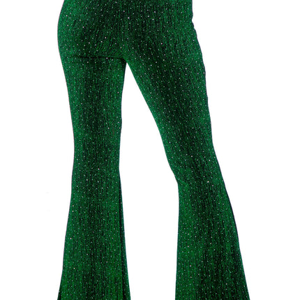 Grüne Hose Damen Flared Glitter