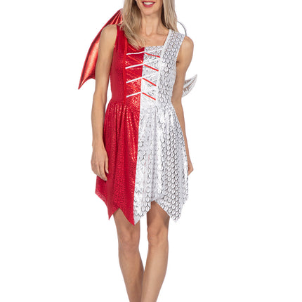 Rot Weiß Kleid Damen Teufel und Engel