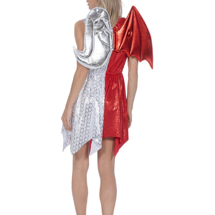 Rot Weiß Kleid Damen Teufel und Engel