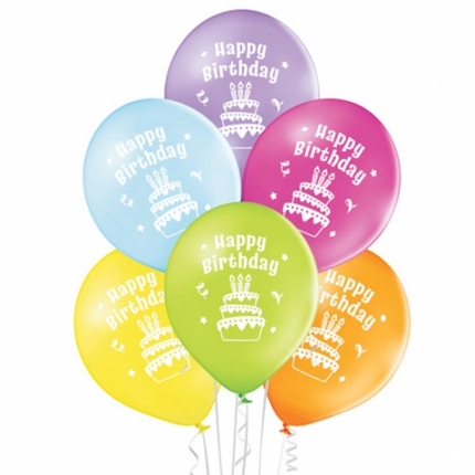 Bunte Luftballons „Happy Birthday“-Torte, 30 cm, 10 Stück
