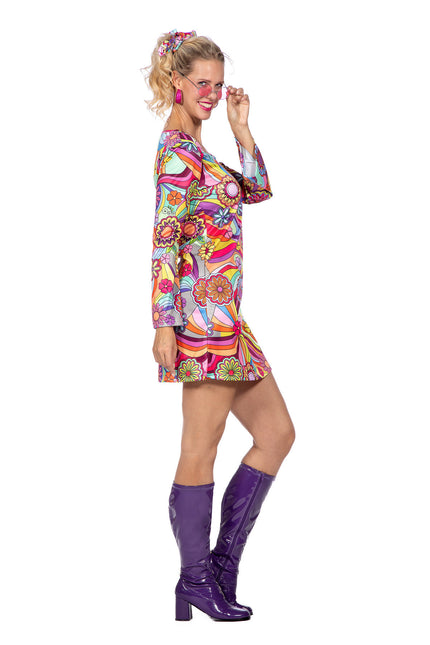 Hippie Kleid rosa Blumen