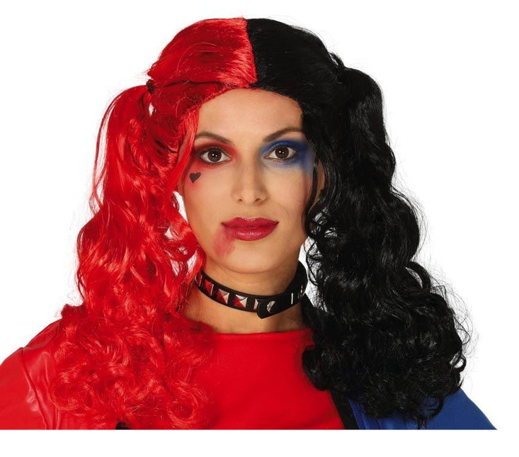 Halloween Perücke Schwänze Rot Schwarz