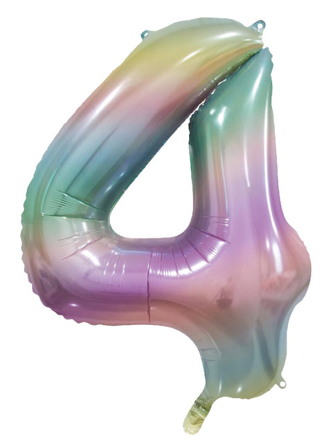 4 Jahre Helium Ballon Regenbogen Pastell Leer 86cm