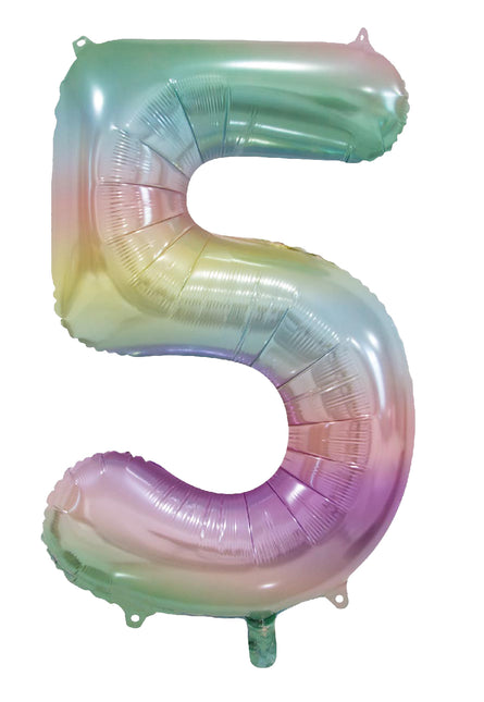 5 Jahre Helium Ballon Regenbogen Pastell Leer 86cm