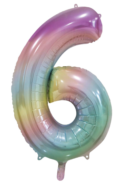 6 Jahre Helium Ballon Regenbogen Pastell Leer 86cm