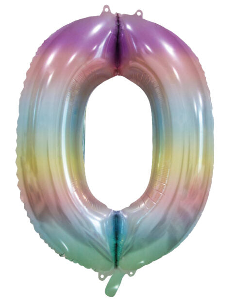 0 Jahr Helium Ballon Regenbogen Pastell Leer 86cm
