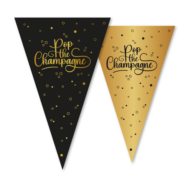 pET 10m Flaggenleine - 2-seitig bedruckt - Flaggengröße 20x30cm - Pop the Champagne - schwarz