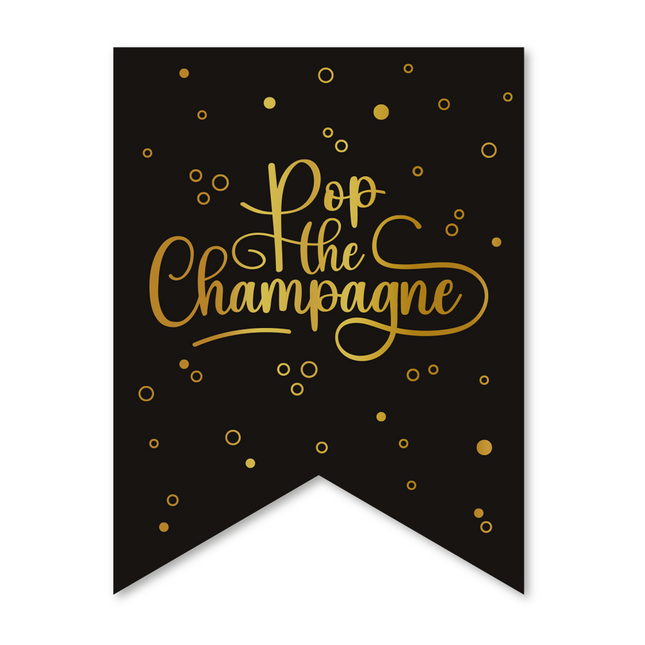 Wimpelbanner Papier 6m - Pop the Champagne - schwarz