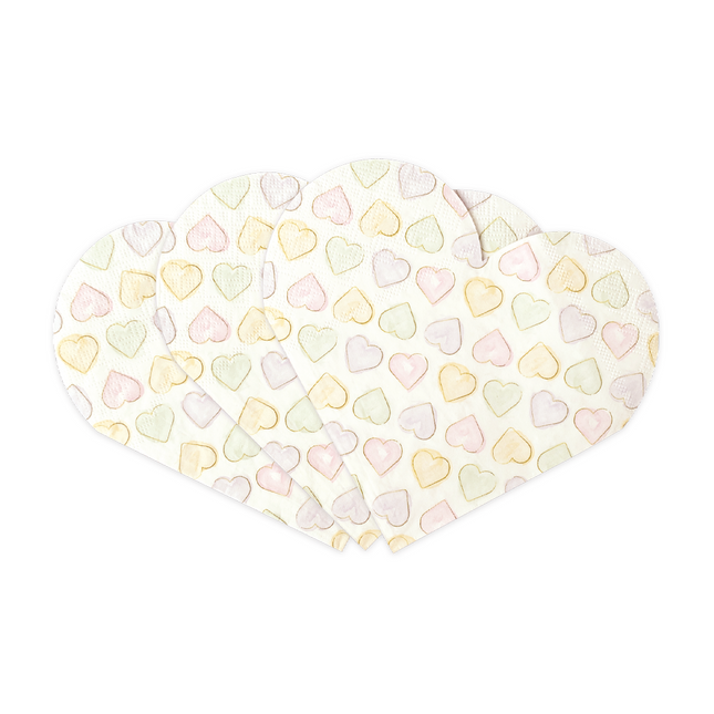 20 3-lagige Papier-Servietten in Herzform 33x33cm - Watercolours Hearts