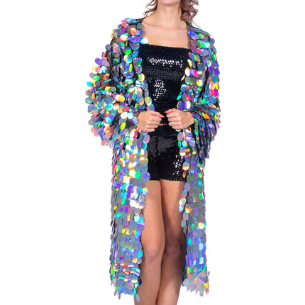 Silberne Jacke Damen Lang Pailletten