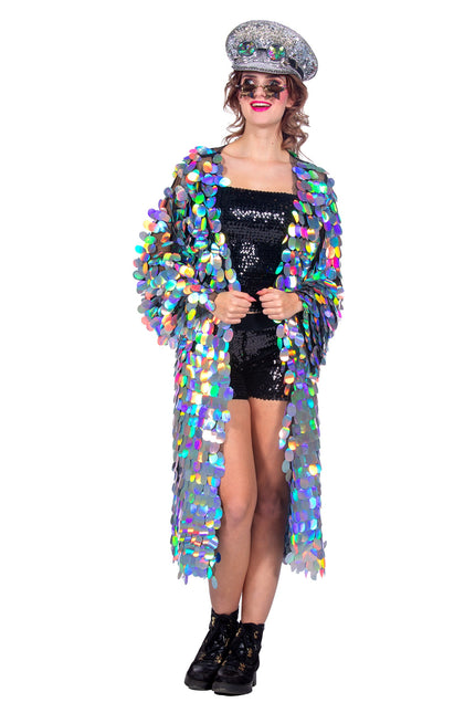 Silberne Jacke Damen Lang Pailletten