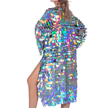 Silberne Jacke Damen Lang Pailletten