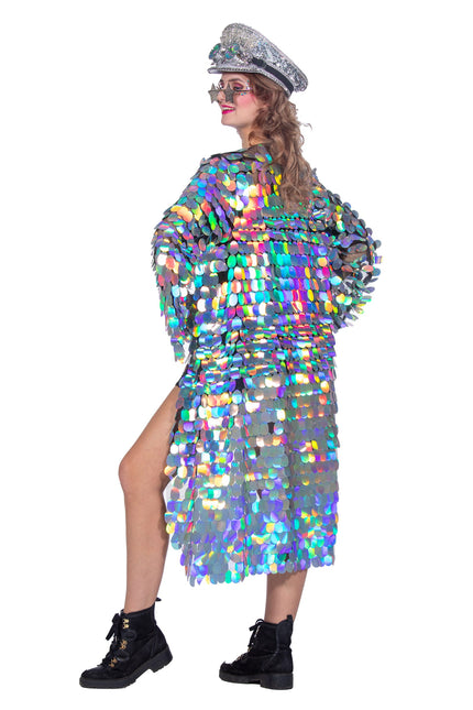 Silberne Jacke Damen Lang Pailletten
