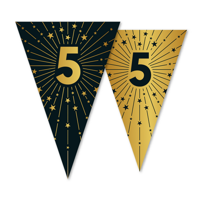 5 Jahre Girlande Gold Schwarz 10m