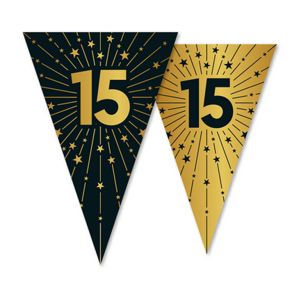 15 Jahre Girlande Gold Schwarz 10m