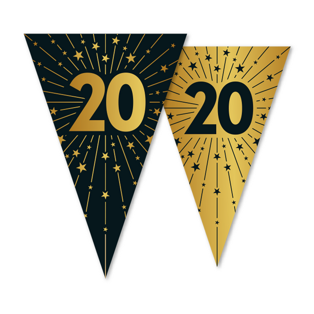 20 Jahre Girlande Gold Schwarz 10m
