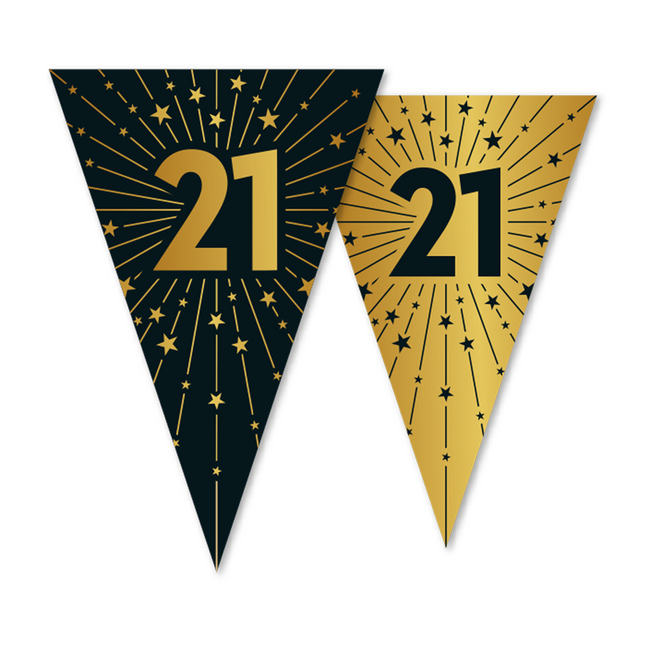21 Jahre Girlande Gold Schwarz 10m