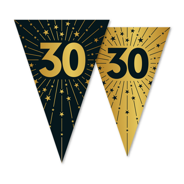 30 Jahre Girlande Gold Schwarz 10m